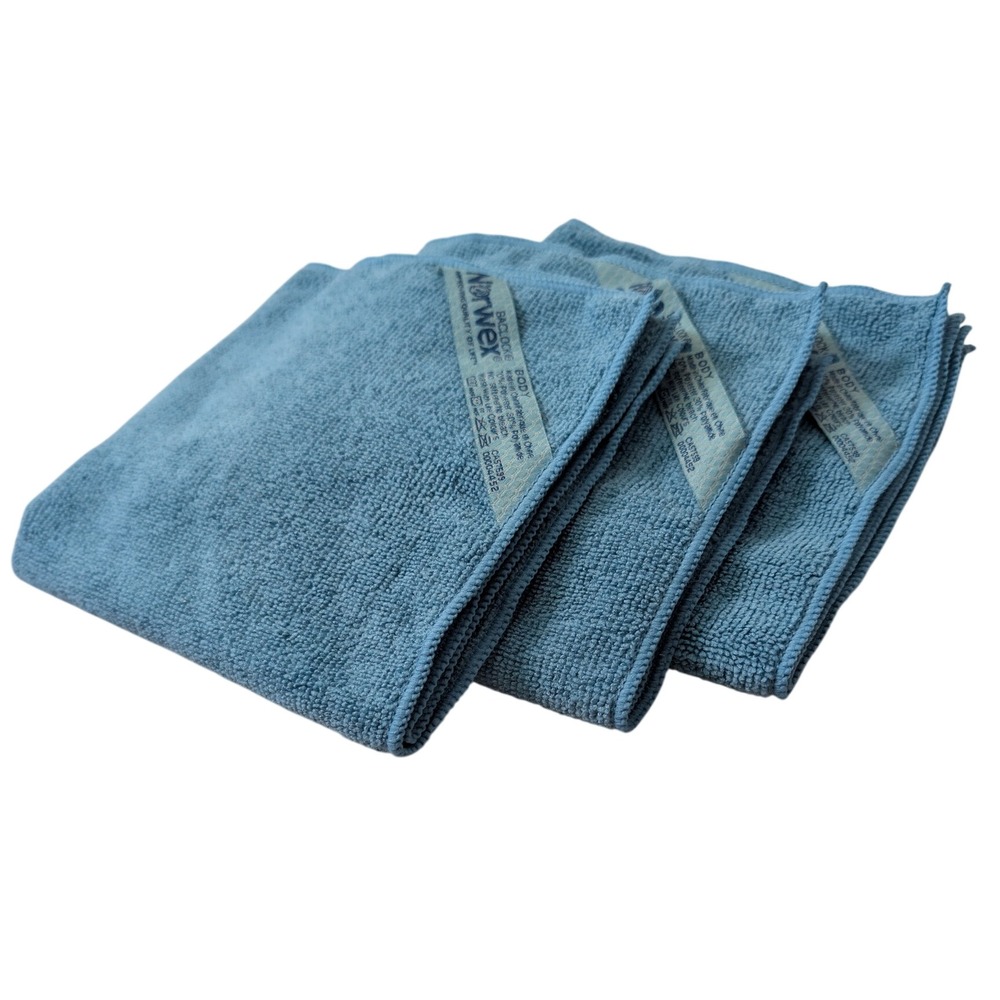 Norwex Body Cloth BacLock Microfiber Face Washcloths Blue Set of 3 CA57599